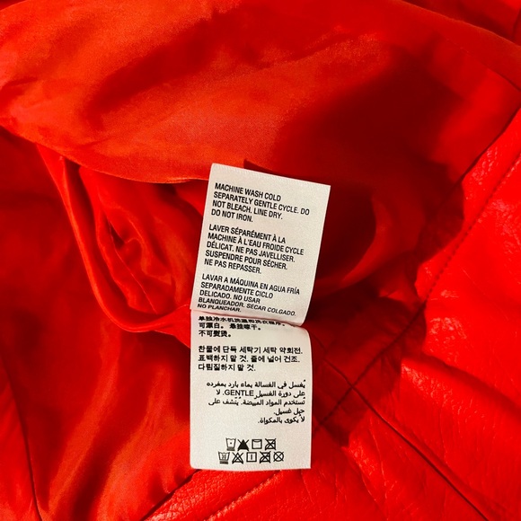 Bar III Bold Vermilion red- orange faux leather jacket - Picture 5 of 6